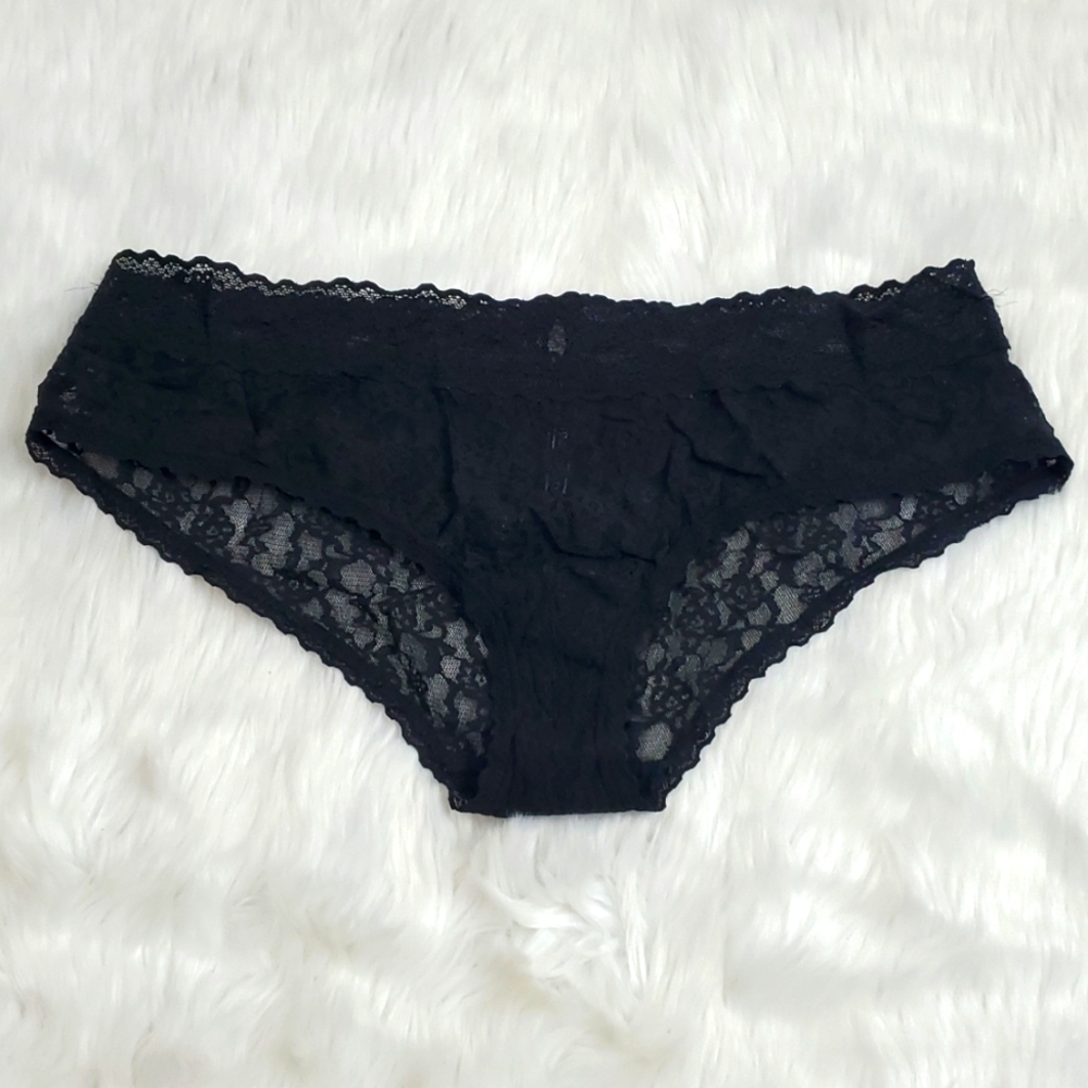 Victoria Secret lace hipster black panties underwear size L